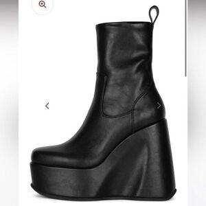 Jeffrey Campbell Nightshade Big Block Boot Platform Wedge US 6/6.5 Black